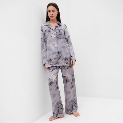Пижама женская (рубашка, брюки) KAFTAN «Дракон», размер 40-42, серая