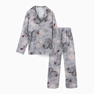 Пижама женская (рубашка, брюки) KAFTAN «Дракон», размер 40-42, серая