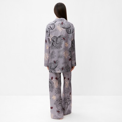 Пижама женская (рубашка, брюки) KAFTAN «Дракон», размер 52-54, серая