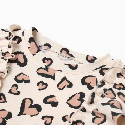 Платье для девочки KAFTAN: Leo love с рукавами, бежевое, рост 98-104 см