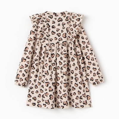 Платье для девочки KAFTAN: Leo love с рукавами, бежевое, рост 98-104 см