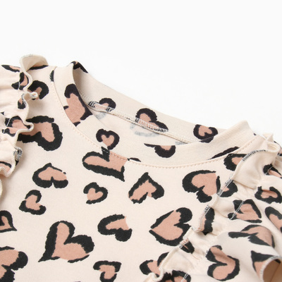 Платье для девочки KAFTAN: Leo love с рукавами, бежевое, рост 134-140 см