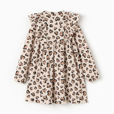 Платье для девочки KAFTAN: Leo love с рукавами, бежевое, рост 134-140 см