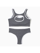 Комплект нижнего белья женский (топ, трусы) Collorista, тёмно-серый, размер 46-48 - Фото 14