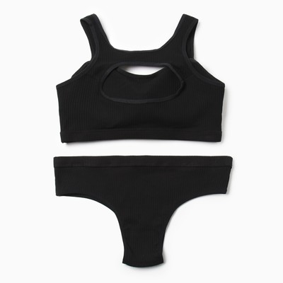 Комплект нижнего белья женский (топ, трусы) Collorista, чёрный, размер 42-44