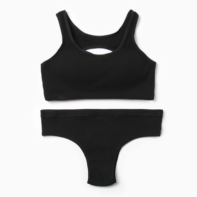 Комплект нижнего белья женский (топ, трусы) Collorista, чёрный, размер 42-44