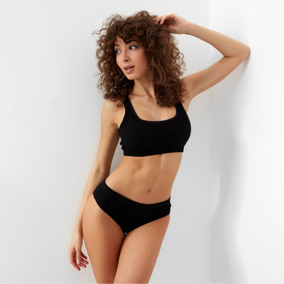 Комплект нижнего белья женский (топ, трусы) Collorista, чёрный, размер 46-48