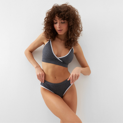 Комплект нижнего белья женский (топ, трусы) Collorista, тёмно-серый, размер 44-46