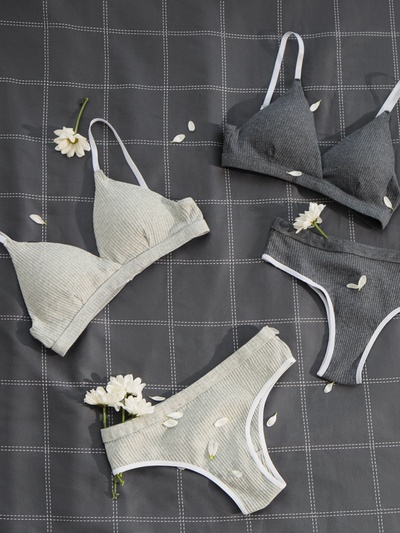 Комплект нижнего белья женский (топ, трусы) Collorista, тёмно-серый, размер 44-46