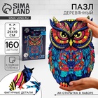 Пазлы фигурные «Сова», 160 деталей - Фото 1