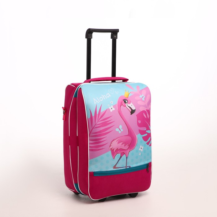 Чемодан малый А206КД "Фламинго" 32*23*42 см, отд на молнии, н/карман, розовый