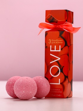 Набор бомбочки для ванны Love, 3×40 г, Чистое счастье