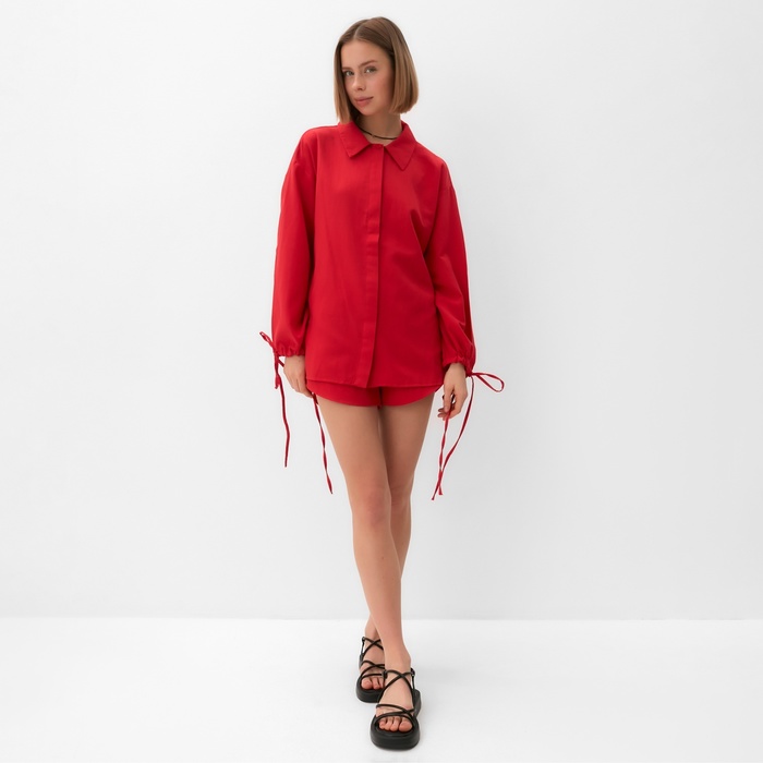 Комплект женский (блузка, шорты) MINAKU: Casual Collection цвет красный, р-р 44