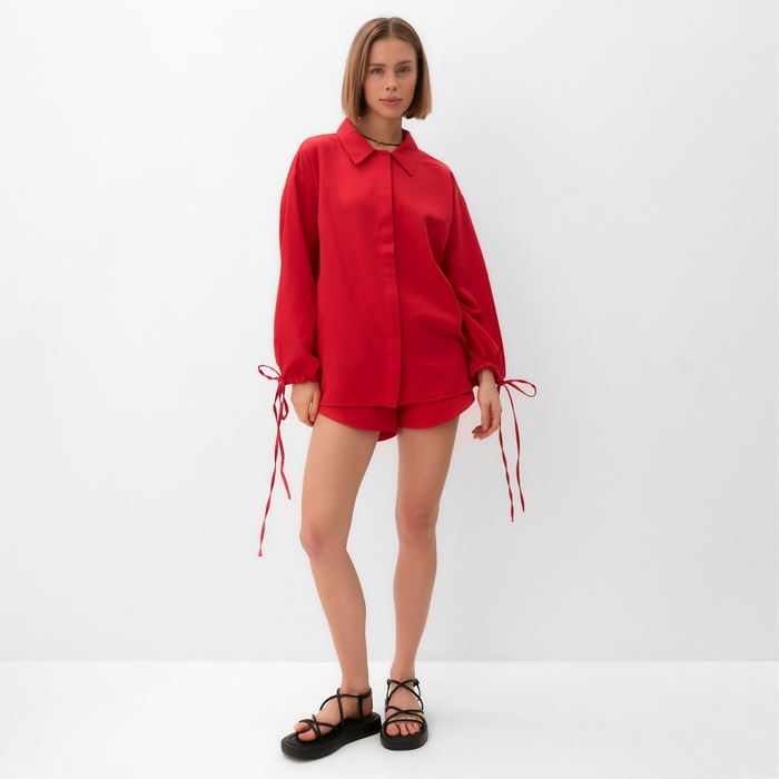 Комплект женский (блузка, шорты) MINAKU: Casual Collection цвет красный, р-р 44