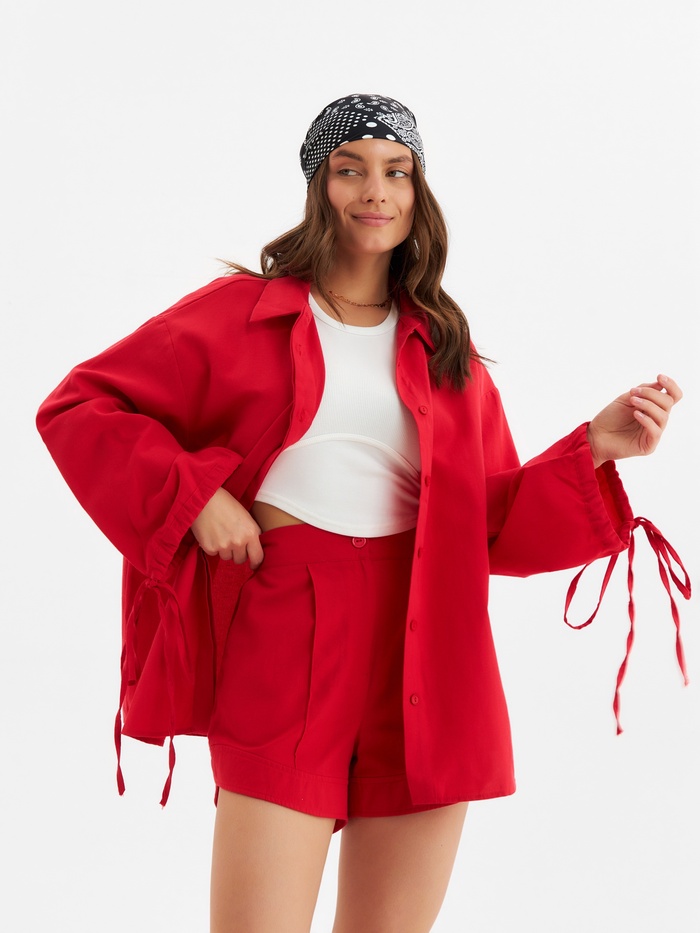Комплект женский (блузка, шорты) MINAKU: Casual Collection, красный, размер 46 - Фото 1