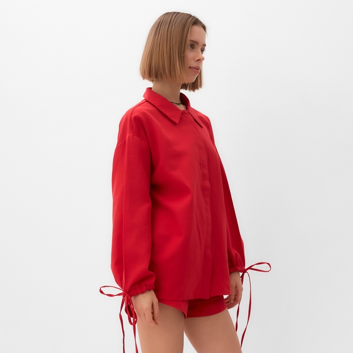 Комплект женский (блузка, шорты) MINAKU: Casual Collection цвет красный, р-р 48