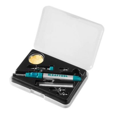 Газовый паяльник/фен/горелка KRAFTOOL SolderPro 70B, 1300°С, регулятор пламени, 4 насадки