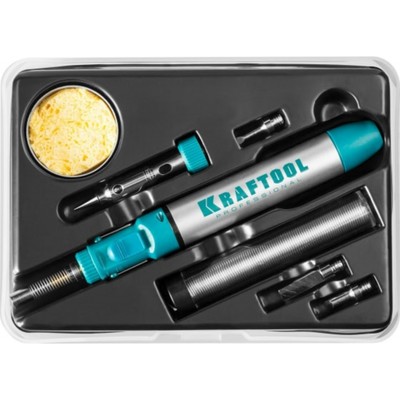 Газовый паяльник/фен/горелка KRAFTOOL SolderPro 70B, 1300°С, регулятор пламени, 4 насадки