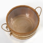 Шайка - таз для бани и сауны, 10 л, деревянная, пластиковая вставка, ручки - верёвки, с термообработкой, «Добропаровъ» - Фото 2