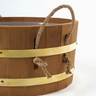 Шайка - таз для бани и сауны, 10 л, деревянная, пластиковая вставка, ручки - верёвки, с термообработкой, «Добропаровъ» - Фото 3