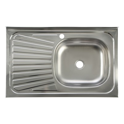 УЦЕНКА Мойка кухонная TRIO, накладная, без сифона, 80х50 см, правая, нерж. сталь 0.4 мм