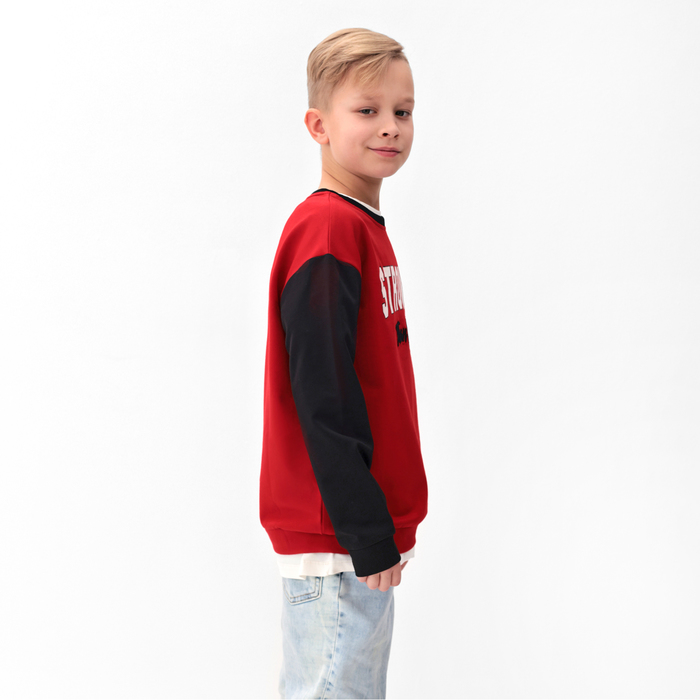 Джемпер для мальчика MINAKU: Exclusive print, цвет красный, рост 134 см
