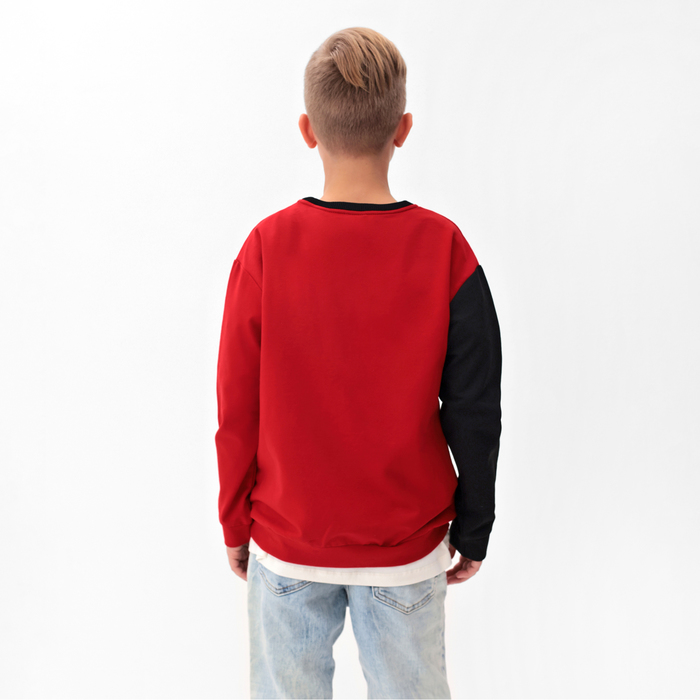 Джемпер для мальчика MINAKU: Exclusive print, цвет красный, рост 134 см