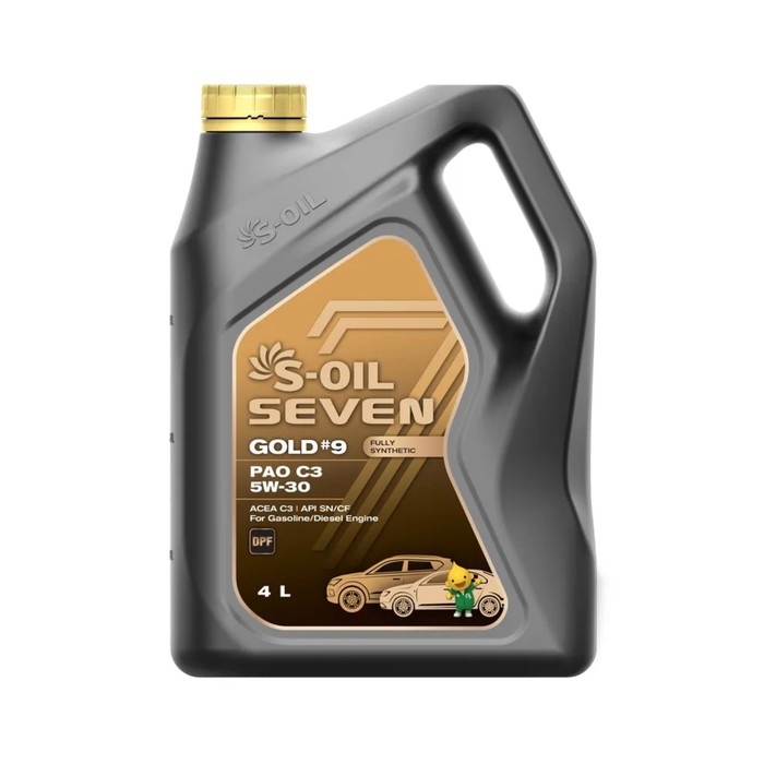 Автомобильное масло S-OIL 7 GOLD #9 PAO C3 5W-30 синтетика, 4 л - Фото 1
