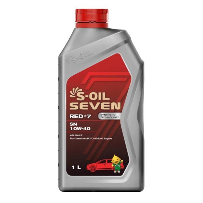 Автомобильное масло S-OIL 7 RED #7 SN 10W-40 полусинтетика, 1 л - Фото 1