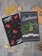 Набор полотенец кухонных «Доляна. Главный на кухне», 35×60 см - 2 шт., рогожка, хлопок 100%, 160 г/м² - Фото 3