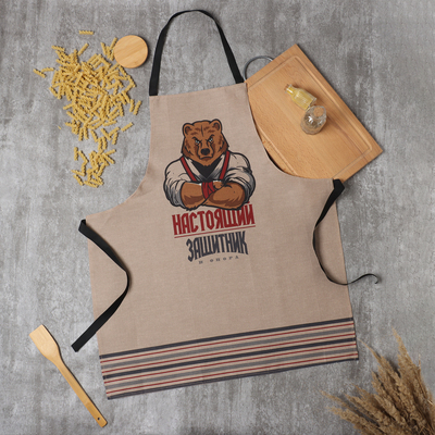 Фартук «Доляна. Настоящий защитник», 70×60 см, рогожка,100% хлопок, 160 г/м²