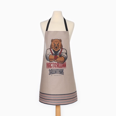 Фартук Доляна "Настоящий защитник" 70х60 см, рогожка,100% хл, 160г/м2