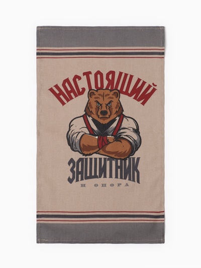 Набор полотенец кухонных «Доляна. Настоящий защитник», 35×60 см - 2 шт., рогожка, хлопок 100%, 160 г/м²