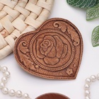 Зеркало "Роза", сердечко, береста , 10 см х 9 см, береста - фото 23629462