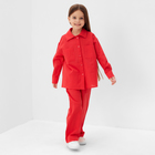 Костюм (рубашка и брюки) детский KAFTAN "Лен", размер 36 (134-140 см), красный - Фото 4