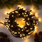 УЦЕНКА Гирлянда «Нить» 10 м, IP65, УМС, тёмная каучуковая нить, 100 LED, свечение тёплое белое, 220 В - фото 13993023