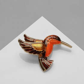 Брошь «Птица» колибри, цветная в золоте