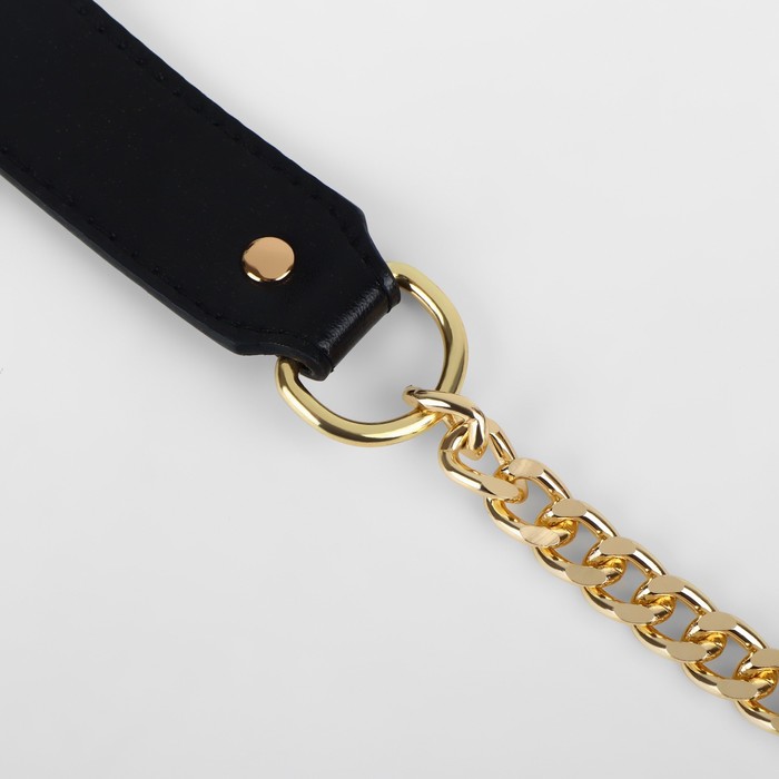 Ручка для сумки, с цепочками и карабинами, 120 × 3 см, цвет чёрный/золотой