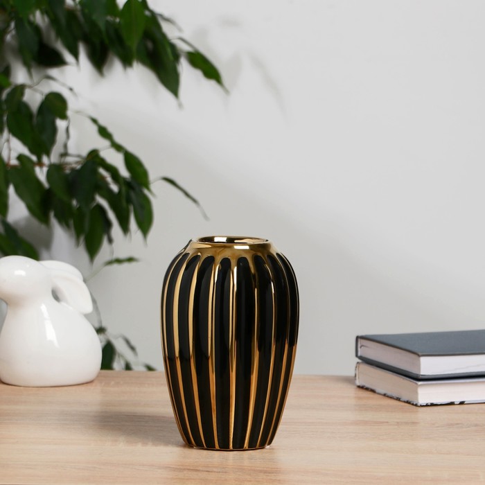 Ваза для цветов «Кэли», h=18 см, керамика, чёрная