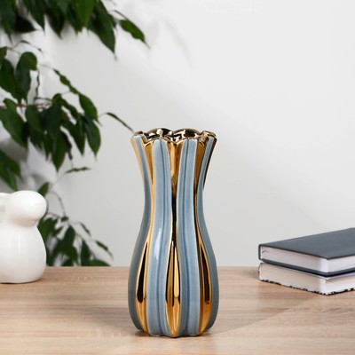 Ваза для цветов «Поли», h=23.5 см, керамика, голубая