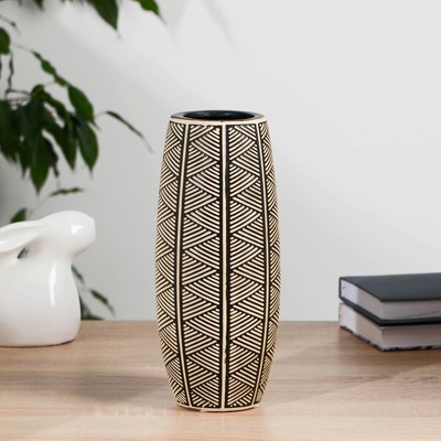 Ваза «Флоранс», h=25 см, керамика, бежево-чёрная
