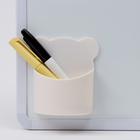 Магнитная универсальная подставка для маркеров и губок "Мишка" белый цвет 4х9х10см - фото 109595605