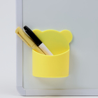 Магнитная универсальная подставка для маркеров и губок "Мишка" жёлтый цвет 4х9х10см - Фото 1
