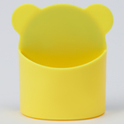 Магнитная универсальная подставка для маркеров и губок "Мишка" жёлтый цвет 4х9х10см - Фото 2