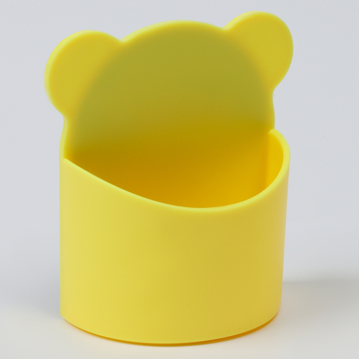 Магнитная универсальная подставка для маркеров и губок "Мишка" жёлтый цвет 4х9х10см
