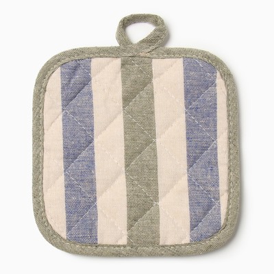 Набор кухонный Доляна, полоса син/зел, варежка-прихватка 28×17 см, прихватка 17×17 см, 50% п/э, 50% хлопок
