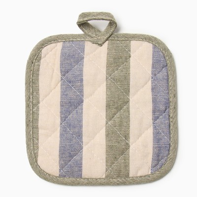 Набор кухонный Доляна, полоса син/зел, варежка-прихватка 28×17 см, прихватка 17×17 см, 50% п/э, 50% хлопок