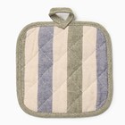 Прихватка Доляна «Полоса», син/зел, 17?17 см, 50% п/э, 50% хлопок (комплект 2 шт) - фото 23636641