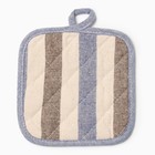 Набор кухонный «Доляна. Полоса»: серый/синий, варежка-прихватка 28×17 см, прихватка 17×17 см, 50% п/э, 50% хлопок - Фото 4