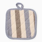 Набор кухонный «Доляна. Полоса»: серый/синий, варежка-прихватка 28×17 см, прихватка 17×17 см, 50% п/э, 50% хлопок - Фото 5